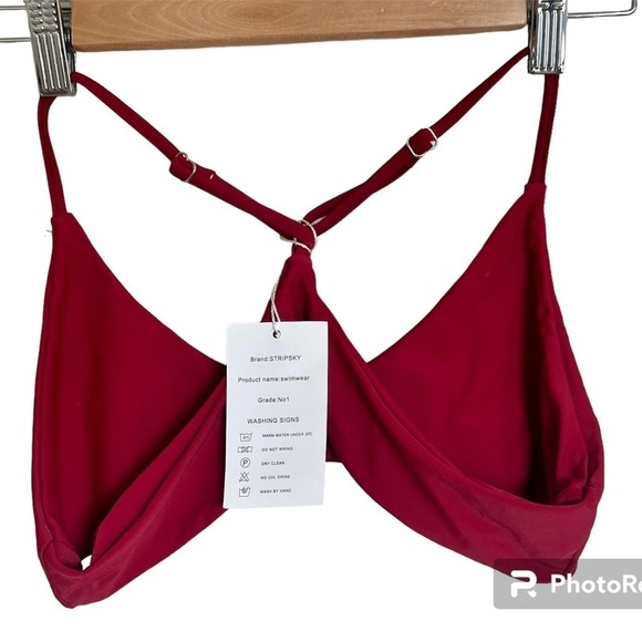 Stripsky Strappy Racerback Swimsuit Top - Size M - Red Wine​​​​ - Picture 4 of 8